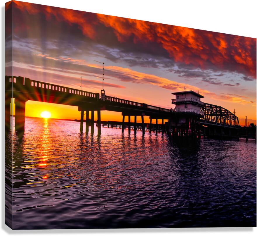 Winter Swing Bridge Sunset