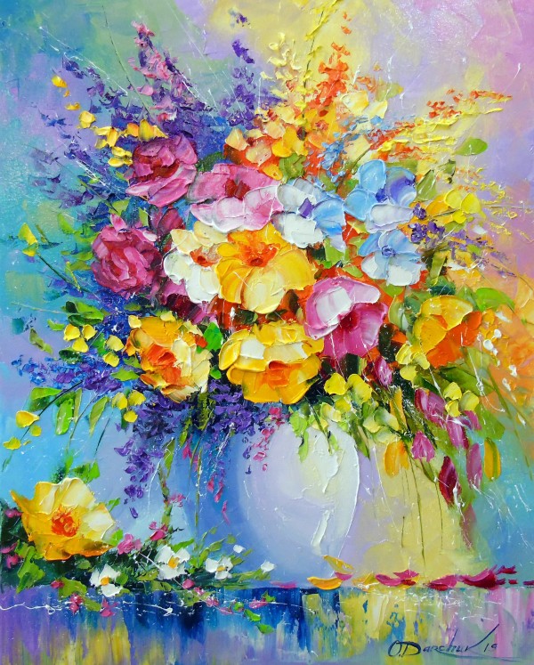 Bouquet of summer flowers by Olha Darchuk Wall Art