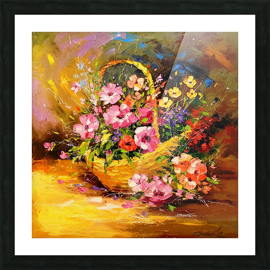 Basket with flowers Picture Frame print