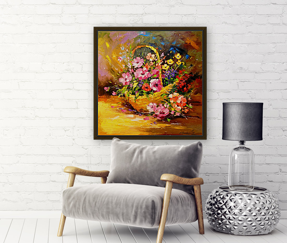 Basket with flowers Reproduction