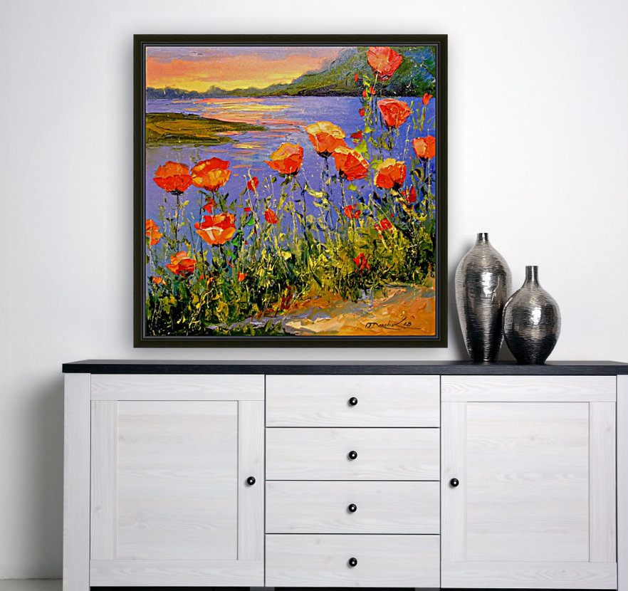 Poppies by the river Reproduction