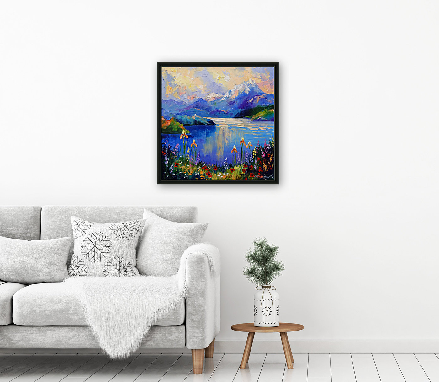 Flowers by the lake Reproduction