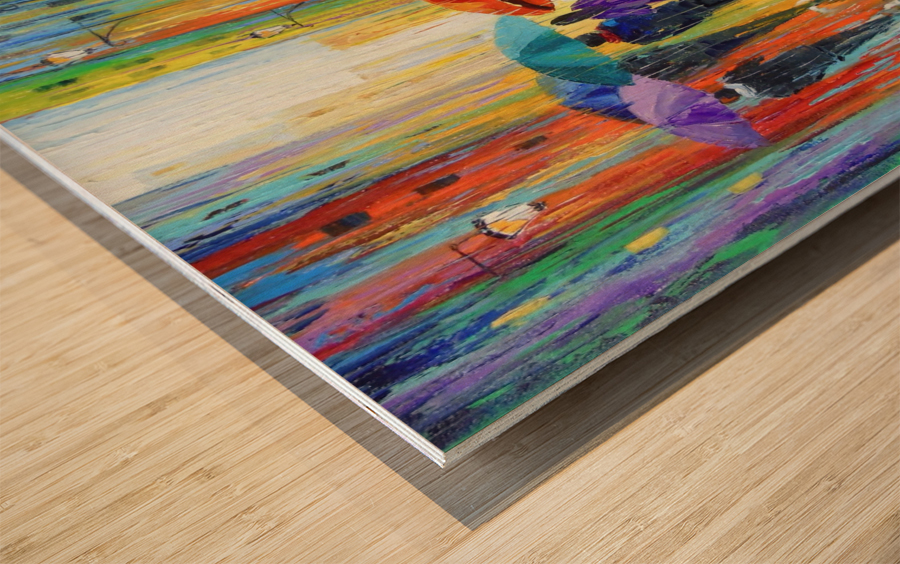 Melange rain  Wood print