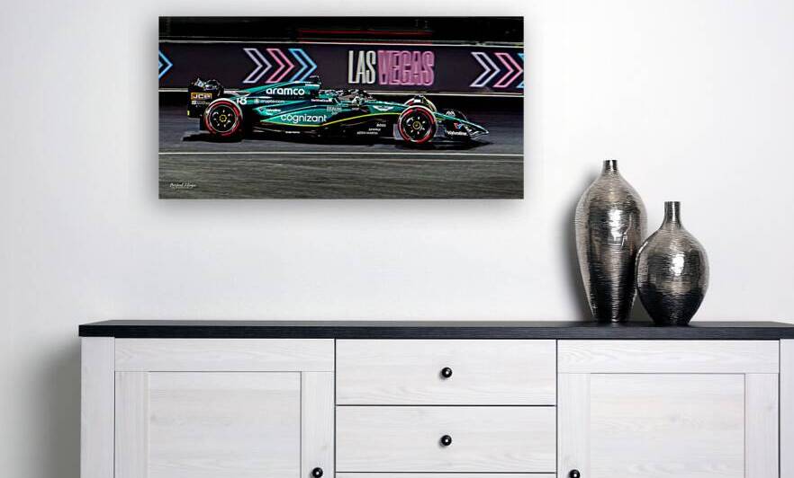Formula 1 Aston Martin Lance Stroll 2023 Las Vegas Grand Prix by Michael Klinger Photographer Adventure Photos