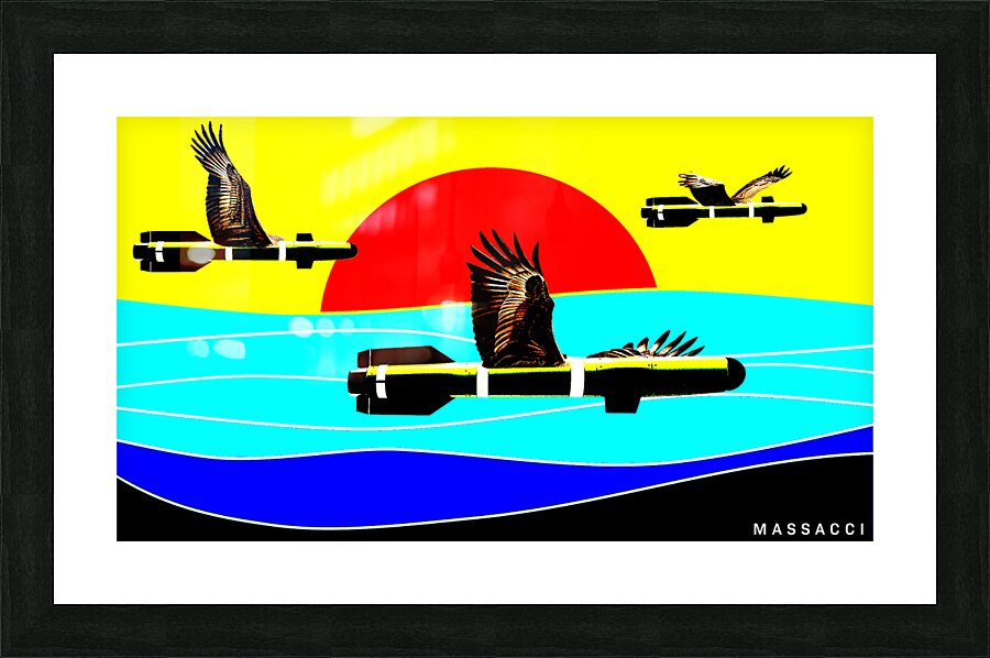 Birds interrupt sunset Picture Frame print