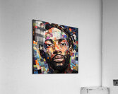 Patchwork Portrait - Vibrant Fabric Art Acrylic Print