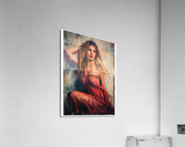 Ethereal Beauty: Woman in Flowing Red Dress Acrylic Print