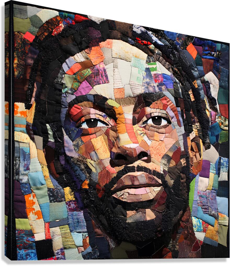 Patchwork Portrait - Vibrant Fabric Art Canvas Print