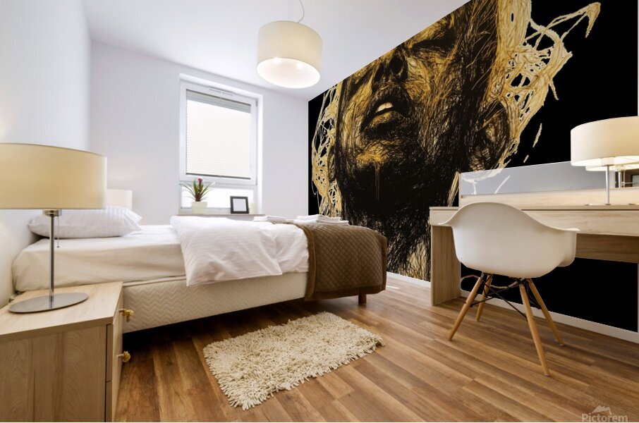 Inner Serenity: Abstract Wireframe Portrait Mural print