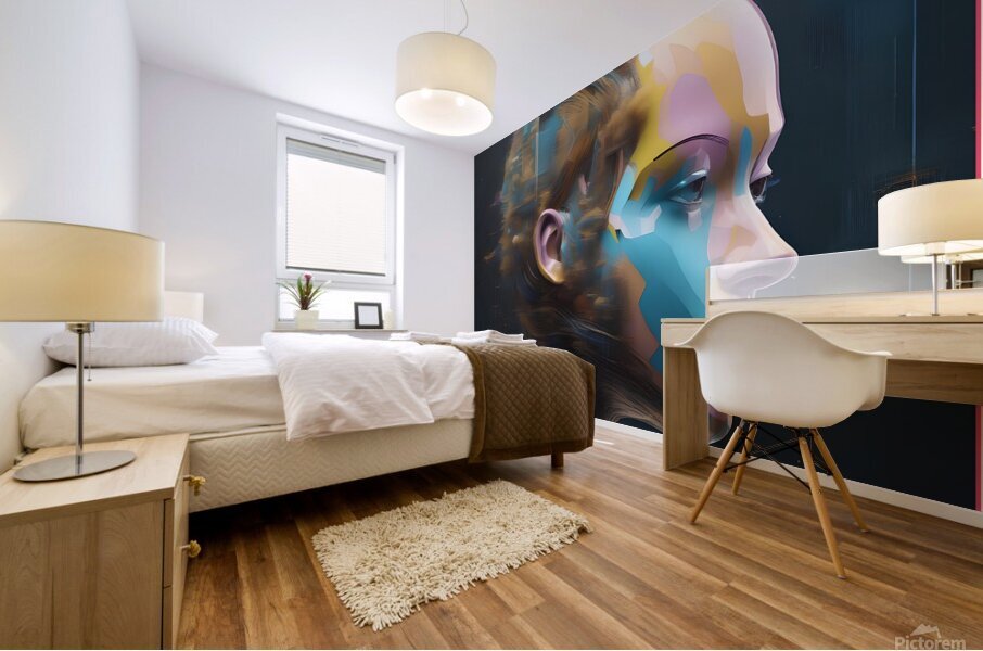 Digital Mind: Abstract Technological Human Mural print