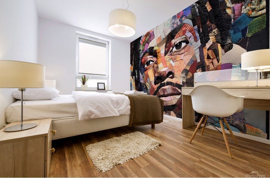 Patchwork Portrait - Vibrant Fabric Art Mural print