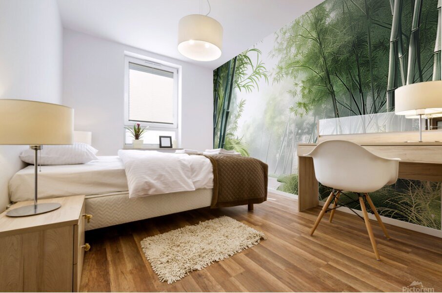 Serene Bamboo Forest Path Mural print