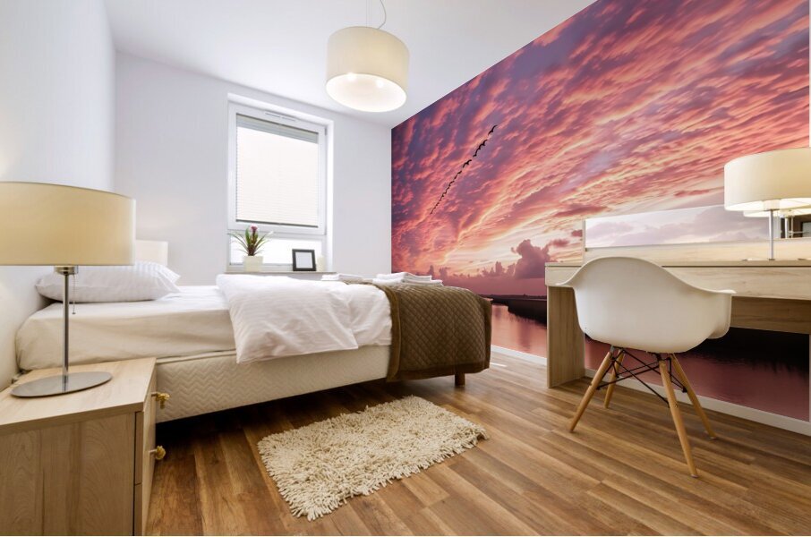 Tranquil Marsh Sunset Reflection Mural print