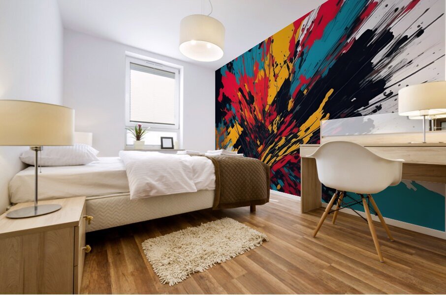 Explosive Colorful Abstract Expressionism Mural print