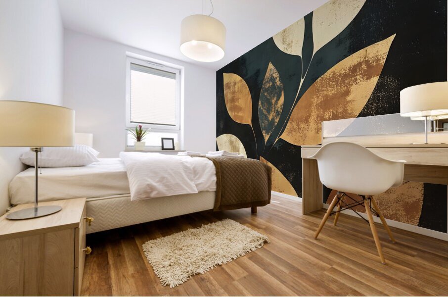 Golden Leaf Elegance Mural print