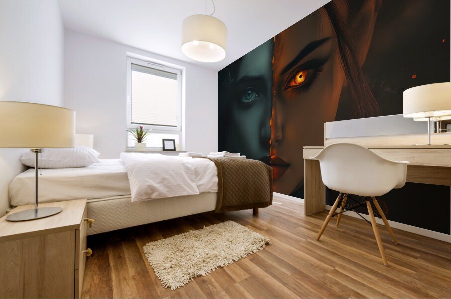 Fiery Split Personality Portrait Mural print