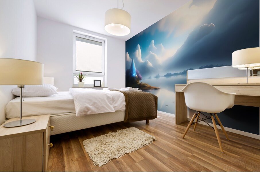 Tranquil Mountain Reflection Mural print