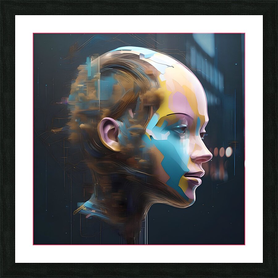 Digital Mind: Abstract Technological Human Picture Frame print