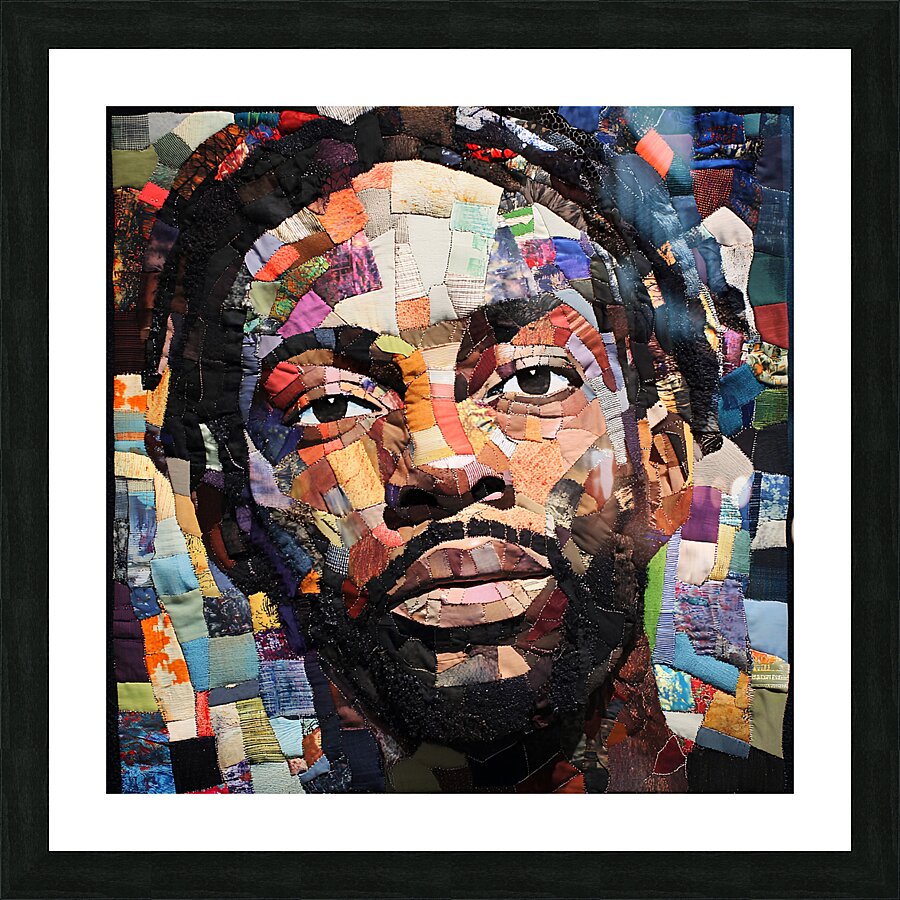 Patchwork Portrait - Vibrant Fabric Art Picture Frame print