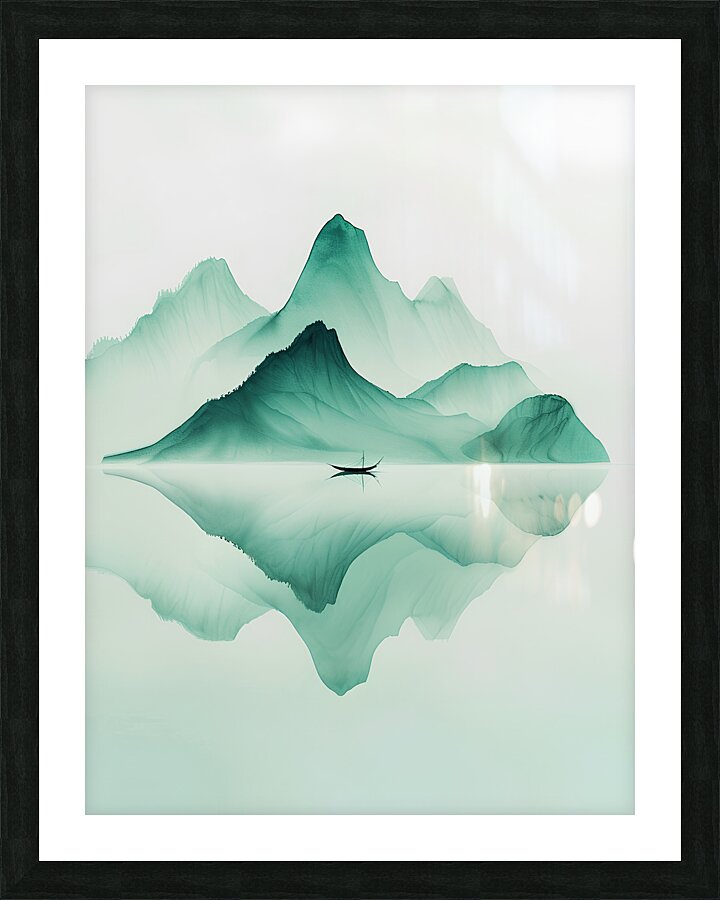 Mountain Reflection in Abstract River Picture Frame print