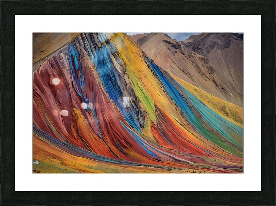Vibrant Rainbow-Colored Mountain Range Picture Frame print