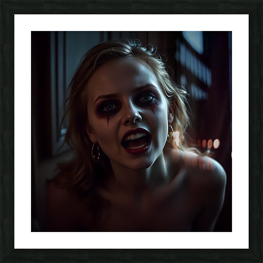 Vampire Elegance: Gothic Dark Portrait Picture Frame print