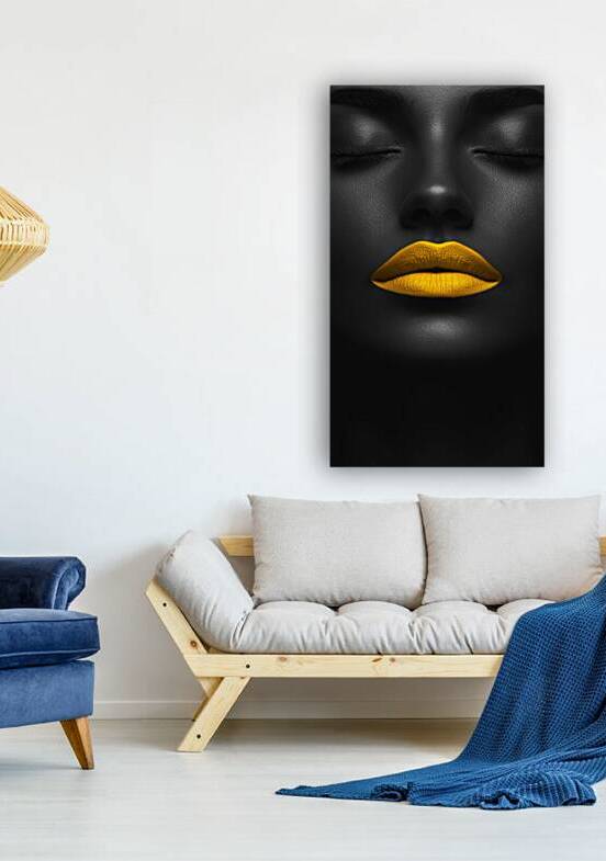 Golden Lips on Ebony Skin: Minimalist Elegance by Fab Haven