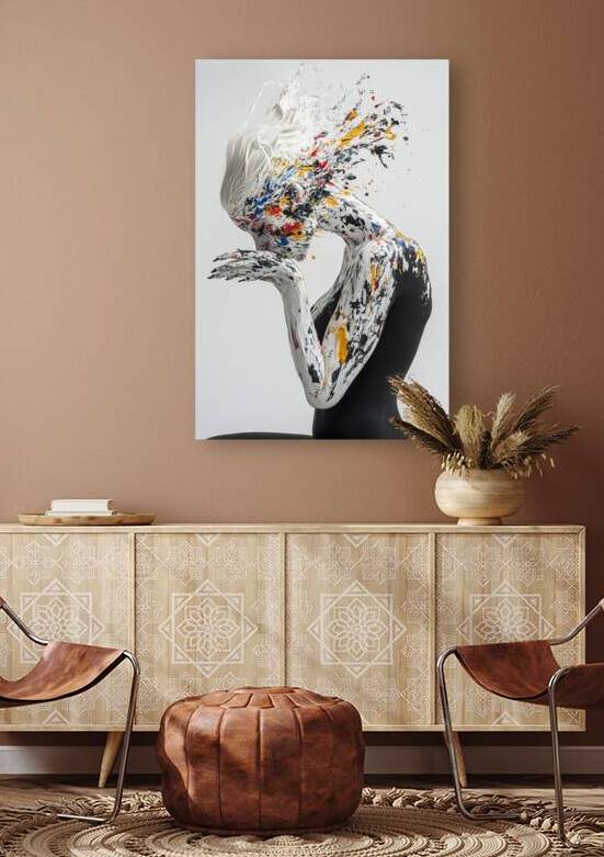 Explosion of Creativity: Abstract Female Figure in Motion by Fab Haven