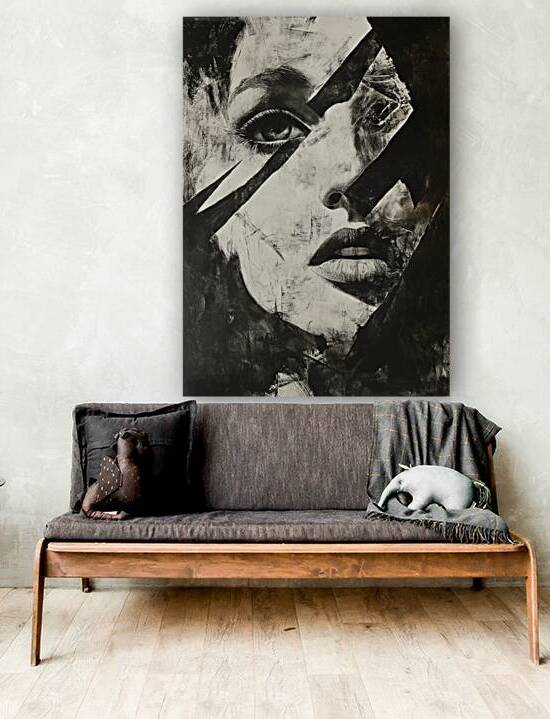 Fragmented Beauty: Black and White Abstract Female Portrait by Fab Haven