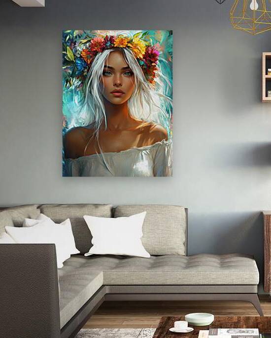Floral Goddess Portrait in Vibrant Colors by Fab Haven