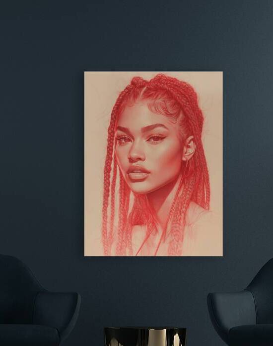 Zendayas Red Beauty – Red Line Sketch Art by Fab Haven