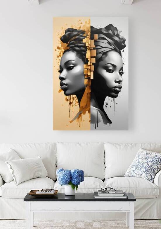 Dual Portrait - African Beauty in Gold and Silver by Fab Haven