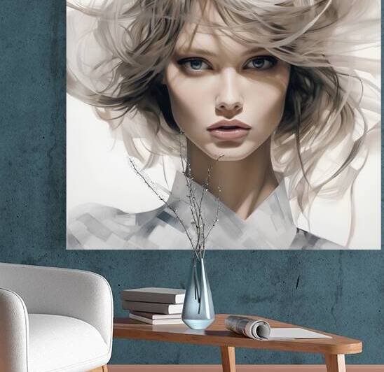 Windblown Beauty: Hyper-Realistic Portrait of a Woman by Fab Haven