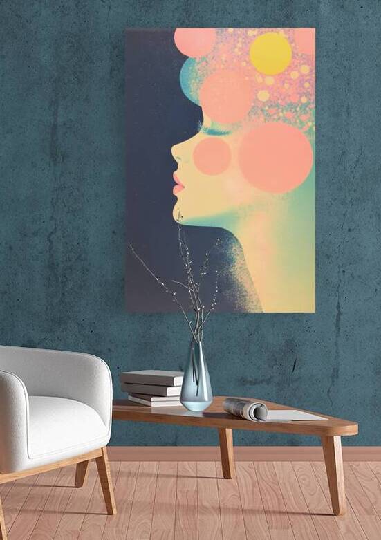 Dreamscape: Woman with Floating Spheres by Fab Haven