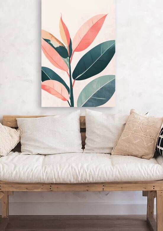 Pink and Green Rubber Plant Art by Fab Haven