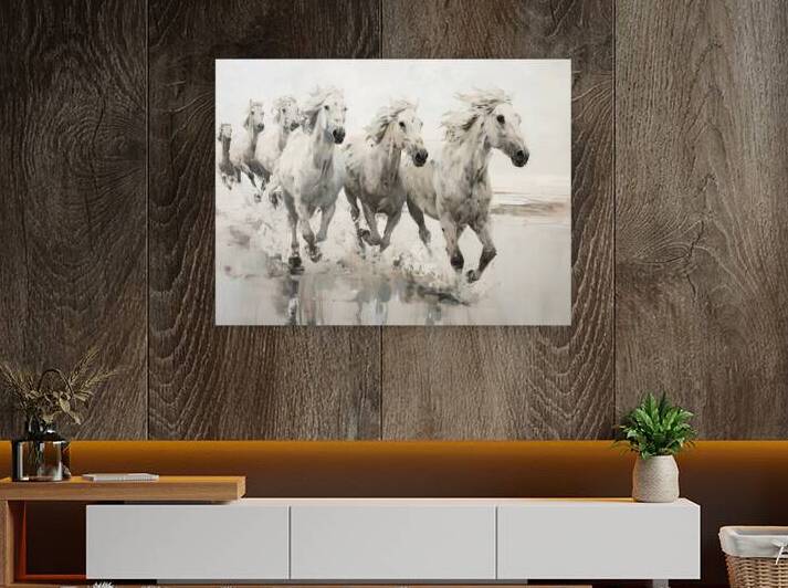 Running White Horses in Motion by Fab Haven