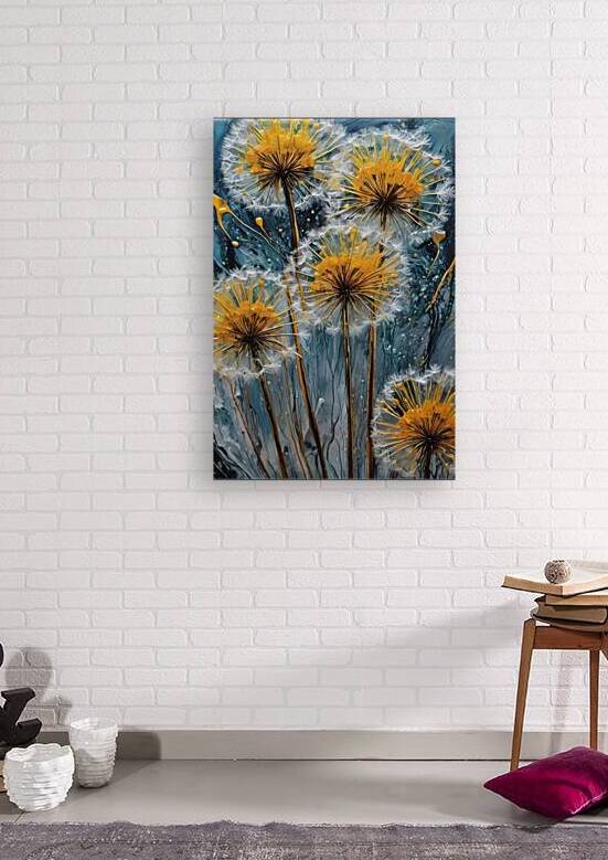 Abstract Dandelion Flowers in Golden Tones by Fab Haven