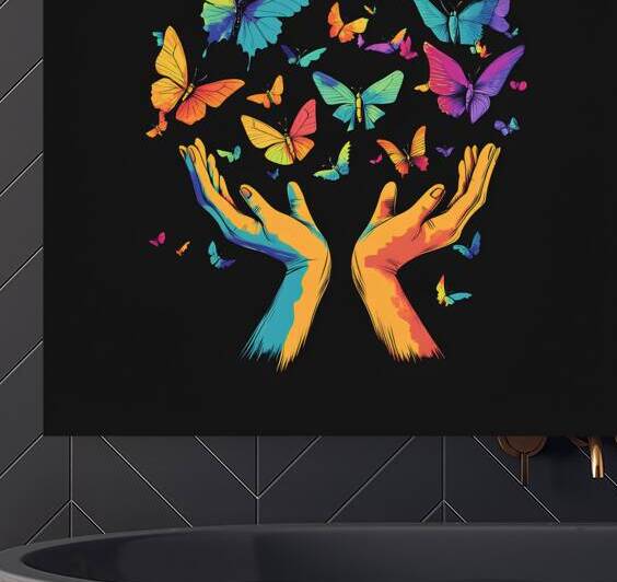 Colorful Hands Releasing Vibrant Butterflies by Fab Haven