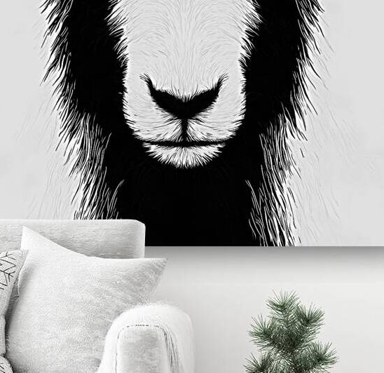 Bold Minimalist Goat in Black and White by Fab Haven