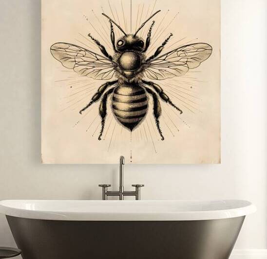 Intricate Hand-Drawn Honeybee Illustration by Fab Haven