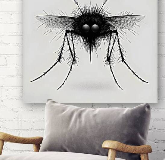 Minimalist Black and White Mosquito Illustration by Fab Haven
