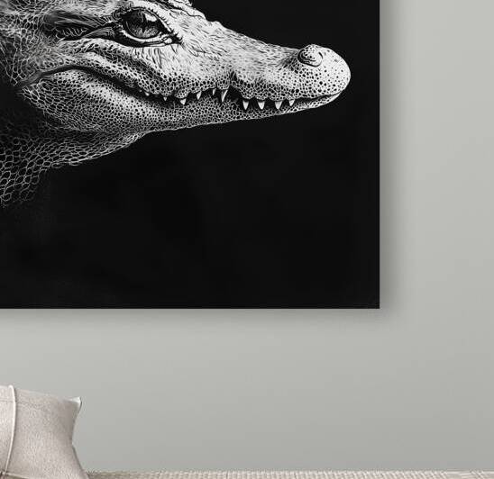 Minimalist Crocodile Art in Black and White by Fab Haven