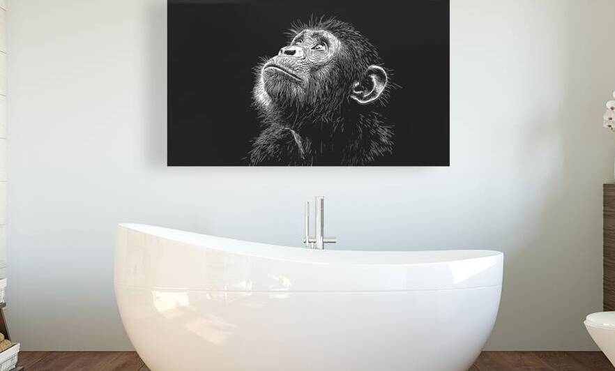 Chimpanzee Gaze in Intricate Line Art by Fab Haven