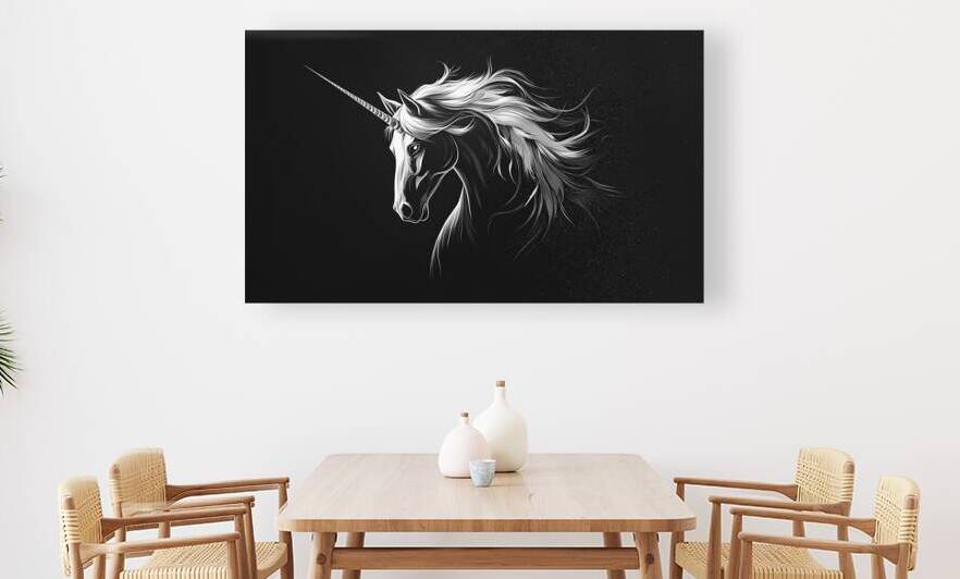 Majestic Unicorn in Black and White Elegance by Fab Haven