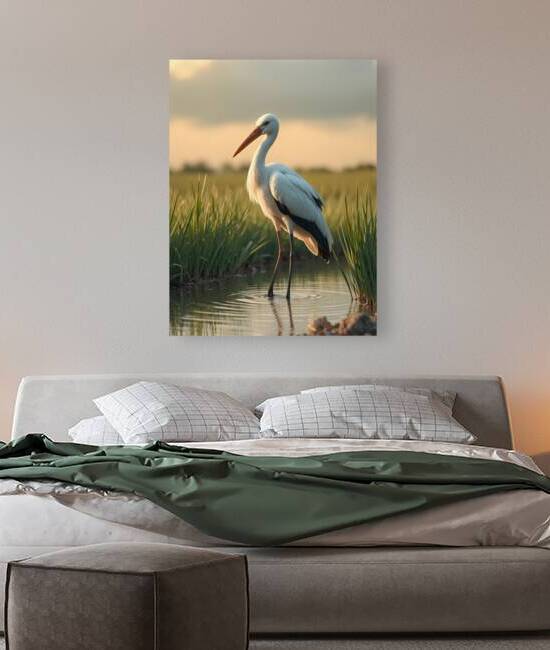 Graceful Stork Standing in Peaceful Wetlands by Fab Haven