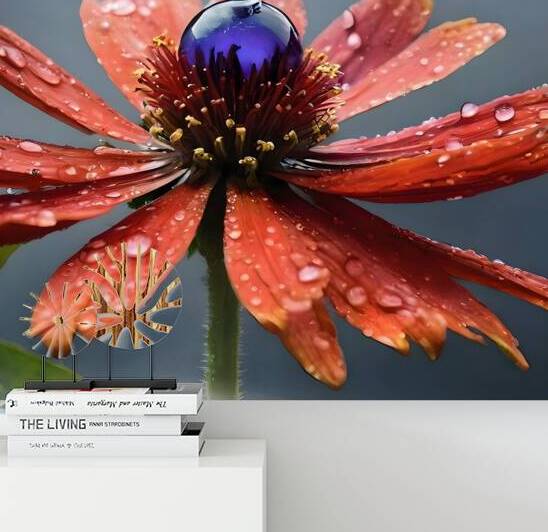 Captured Moment: Water Droplet on Red Bloom by Fab Haven