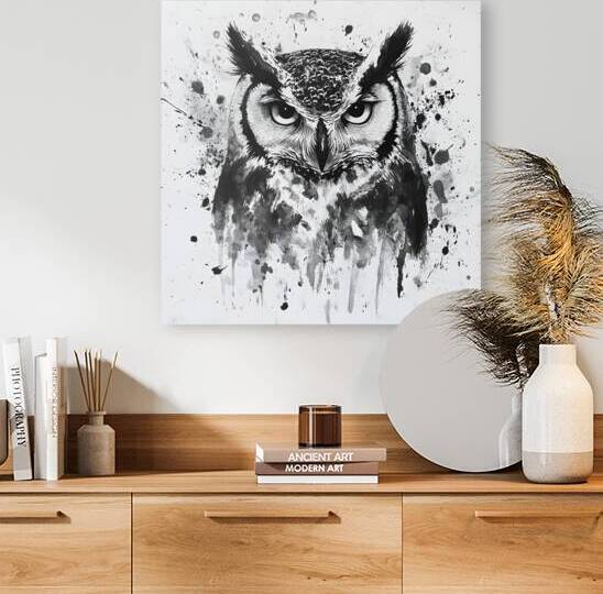 Watchful Eyes: Bold Black & White Owl Art by Fab Haven