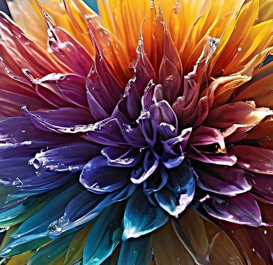 Vibrant Bloom: Rainbow Petal Burst by Fab Haven