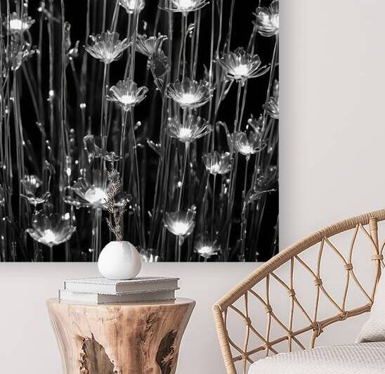 Illuminated Floral Elegance in Black & White by Fab Haven