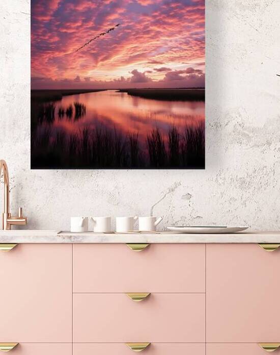 Tranquil Marsh Sunset Reflection by Fab Haven